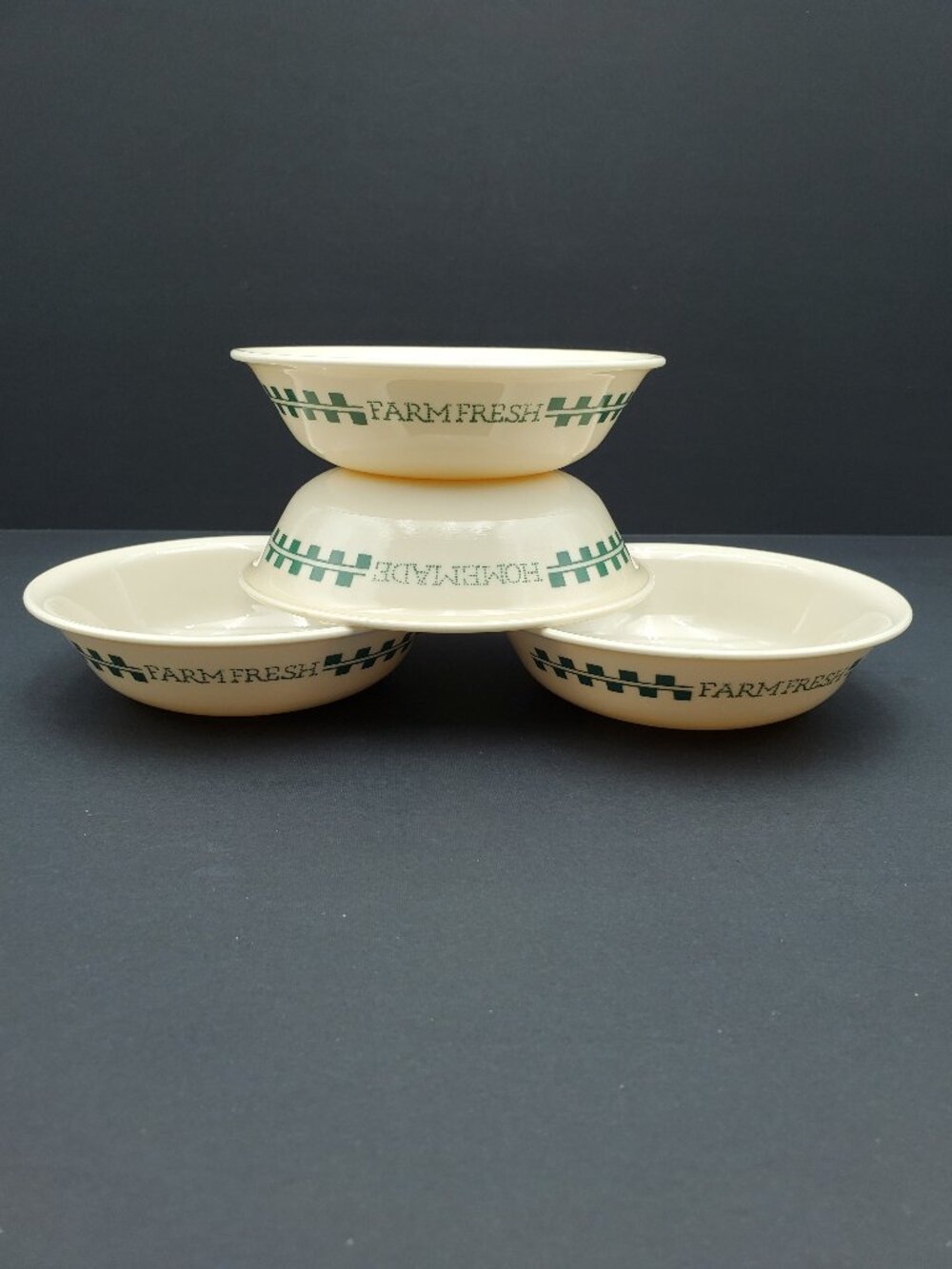 Corelle Farm Fresh Dessert Fruit Berry Bowls Small Green Check Bowls